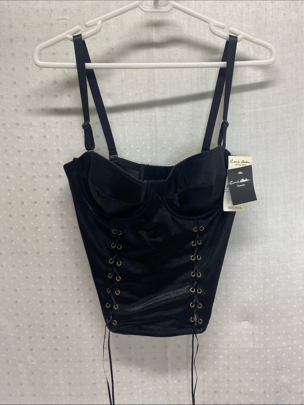 Carrie Amber Black Lace-Up Bustier Cami Corset Grommets Size 38C/Large